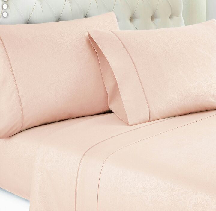 Peach Embossed Damask Vine Fitted Sheet