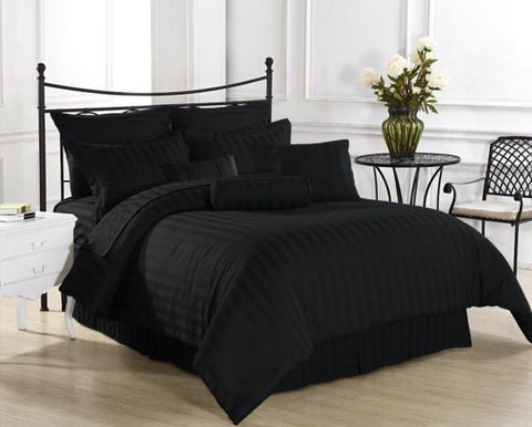 Abstract Black Self-Stripe Fitted Sheet