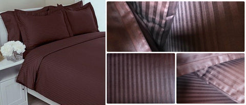 Chocolate Brown Self-Stripe Fitted Sheet