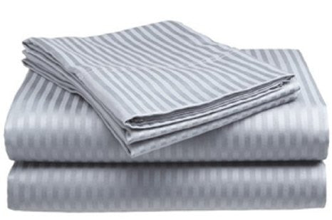 Silver Self-Stripe Fitted Sheet