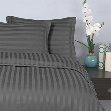 Steel Grey Self-Stripe Fitted Sheet