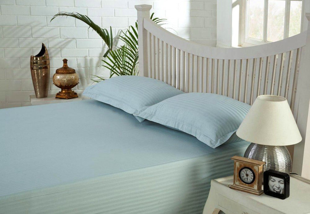 Candy Floss Blue Self-Stripe Fitted Sheet