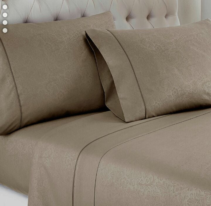 Beige Embossed Damask Vine
