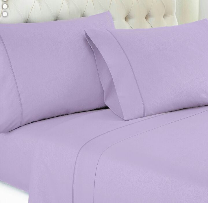 Mauve Embossed Damask Vine Fitted Sheet